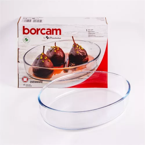 Borcan oval din sticlă termorezistent BORCAM 2.360ml, 306*216*60mm
