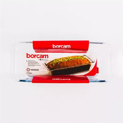 Borcan pătrat din sticlă termorezistentă BORCAM cu mâner 1.630ml, 310*124*70mm