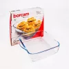 Borcan pătrat din sticlă termorezistentă BORCAM cu mâner 1.950ml, 256*220*60mm
