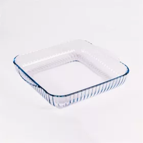   Borcan de sticlă rezistent la căldură BORCAM, pătrat, cu nervuri, cu mâner, 3.200 ml, 317 * 220 * 60 mm