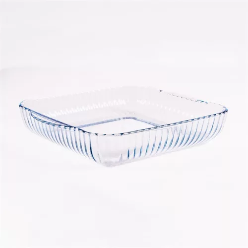 Borcan de sticlă rezistent la căldură BORCAM, pătrat, cu nervuri, cu mâner, 3.200 ml, 317 * 220 * 60 mm