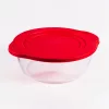 Borcan rotund din sticlă termorezistentă BORCAM cu mâner, capac din plastic 2.200 ml, 251*220*80 mm
