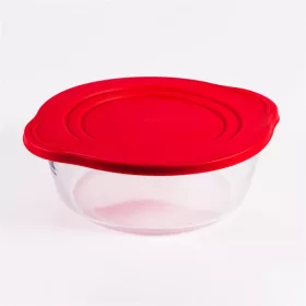   Borcan rotund din sticlă termorezistentă BORCAM cu mâner, capac din plastic 2.200 ml, 251*220*80 mm