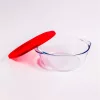 Borcan rotund din sticlă termorezistentă BORCAM cu mâner, capac din plastic 2.200 ml, 251*220*80 mm