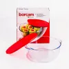 Borcan rotund din sticlă termorezistentă BORCAM cu mâner, capac din plastic 2.200 ml, 251*220*80 mm