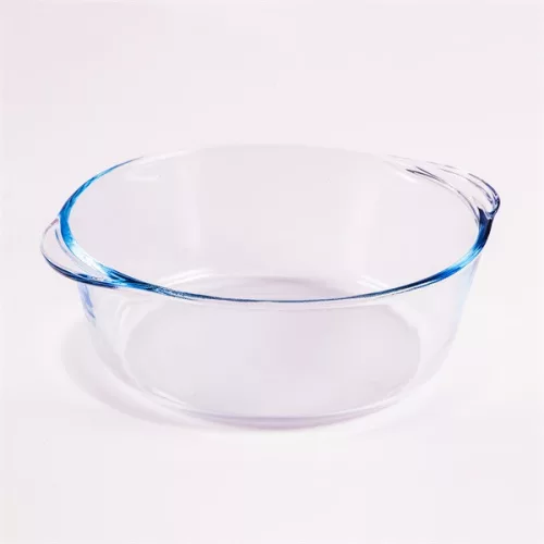Borcan rotund din sticlă termorezistentă BORCAM cu mâner, capac din plastic 2.200 ml, 251*220*80 mm