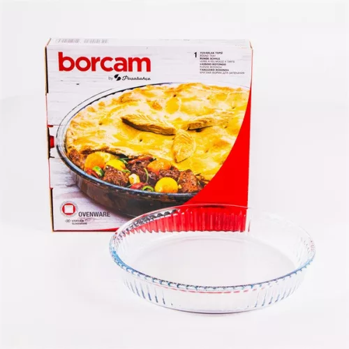 Borcan rotund din sticlă rezistentă la căldură BORCAM, cu nervuri, 1,720 ml, 260 * 45 mm