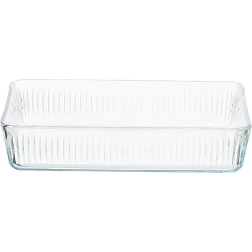 Borcan de sticlă rezistent la căldură BORCAM, pătrat, cu nervuri, 3.000 ml, 306*209*64 mm