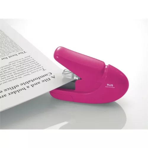 Zusätzlich japanischer manueller, klammerloser rosa Hefter und Locher
