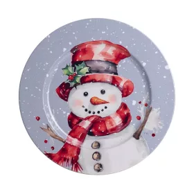   Tavă rotundă din tablă Iris, om de zăpadă + roșu. 33*1,5 cm