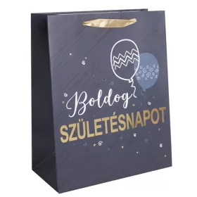   Iris boldog születésnapot sötét kék/arany papírtasak matt 18*23 cm