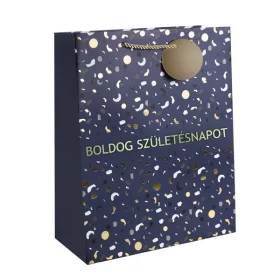  Iris boldog születésnapot kék/arany bs papírtasak matt 18*23 cm