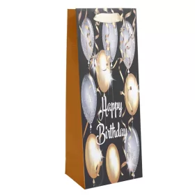 Iris boros fekete/arany happy birthday papírtasak 12*36