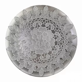 Tavă decorativă Iris rotundă 33cm dantelă argintie
