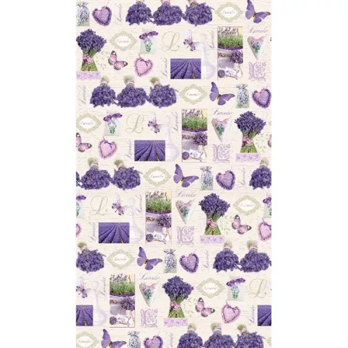 IRIS tekercses csomagoló papír, levendula, különböző mintákkal, 200x70cm, 60g/m2
