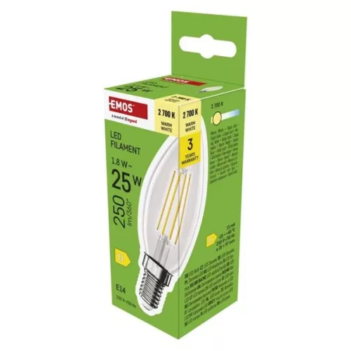 Emos ZF3D02 E14/1,8 W (25 W)/250 lm/teplá biela LED žiarovka s vláknom