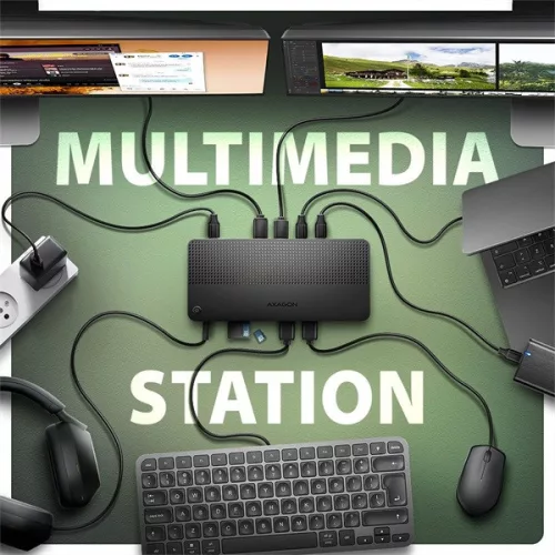Čierna dokovacia stanica Axagon HMC-U4 USB4