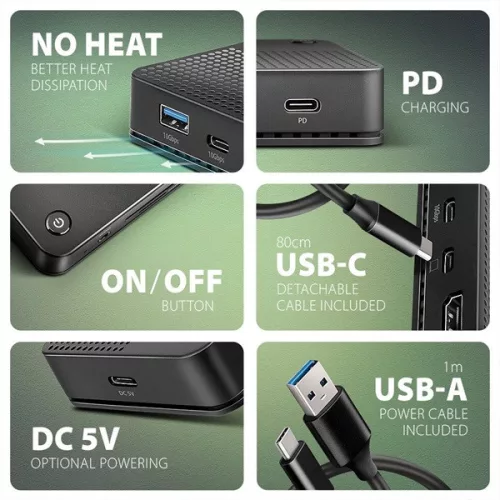 Čierna dokovacia stanica Axagon HMC-U4 USB4