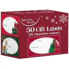   IRIS božićne naljepnice u kutiji za adresiranje poklona 50 kom, 10 listova/kutija, 5 naljepnica/list, 5,8x3,5 cm