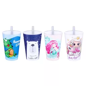Pahar IRIS G-258 BONNY STRAW cu pai 400ml 8.2x12cm