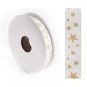 IRIS szalag textil csillagos krém 15mm/10méter