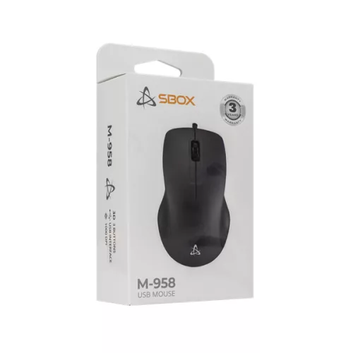 Sbox M-958B fekete vezetékes USB optikai egér