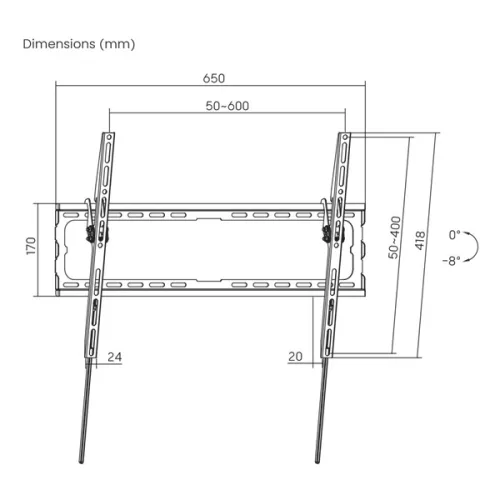 Sbox PLB-3446T-2 37"-80" dönthető fali TV konzol