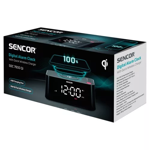 Sencor SDC 7600 Qi ébresztőóra töltővel