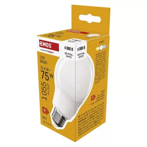 Žiarovka Emos ZL5F53 Basic A60 12,4W 1055lm E27, prírodná biela