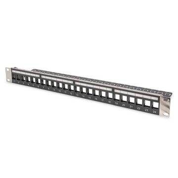   DIGITUS DN-91411-LF 24port 19" 1U moduláris fekete árnyékolt üres Patch Panel