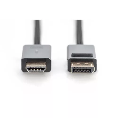 DIGITUS Vysokorýchlostný UHD 4K 3D 30Hz pozlátený kábel 1.2 DisplayPort - HDMI typ A 1,8 m