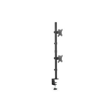   DIGITUS DA-90438 C-bilincses/gyűrűs univerzális (VESA 75 / 100) 2-es fekete függőleges monitor tartó állvány
