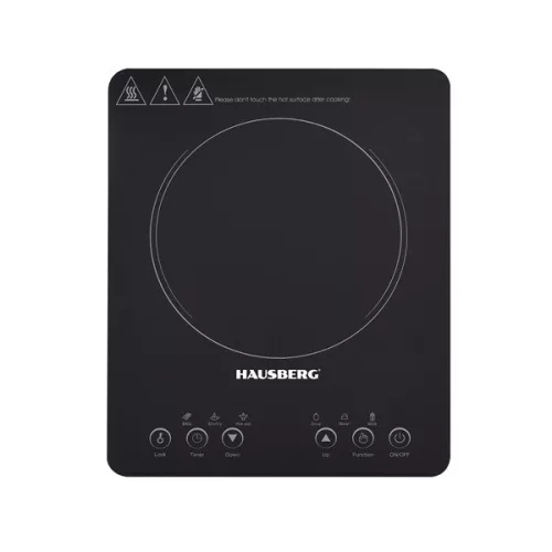 Hausberg HB-1525NG 2000W čierna elektrická indukčná varná doska s jednou platňou a dotykovým ovládaním