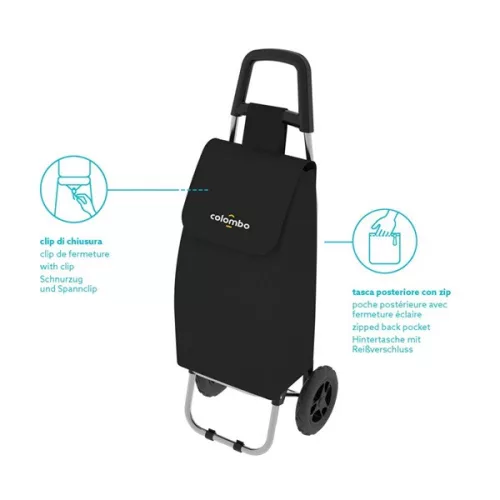 Colombo ROLLY Einkaufswagen, schwarz, 25 kg/40 Liter, CRL001N