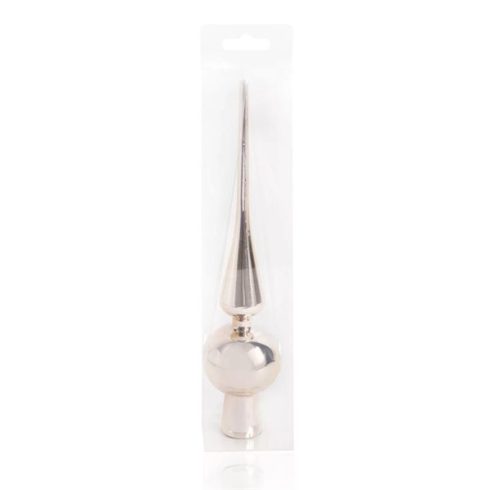 IRIS karácsonyi dísz, csúcsdísz, pvc dobozban,dísz fényes, krém silver 26cm