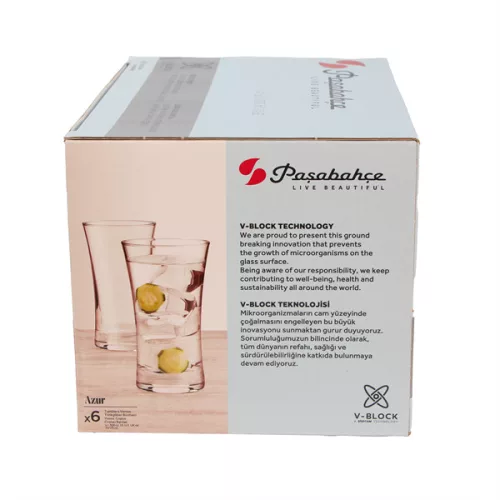 Set de 6 pahare cocktail Pasabahce V-Block Long Drink 300ml