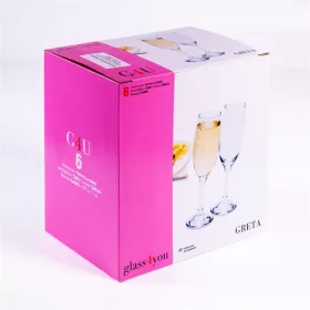   Set de 6 pahare de șampanie GLASS 4 YOU Greta Champagne 210ml