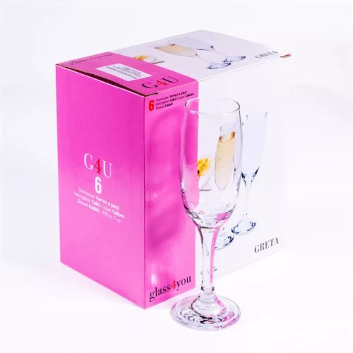 Set de 6 pahare de șampanie GLASS 4 YOU Greta Champagne 210ml