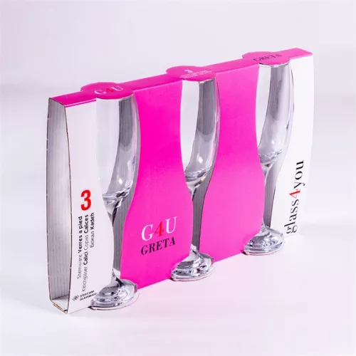 Set de 3 pahare de șampanie GLASS 4 YOU Greta Champagne 210ml