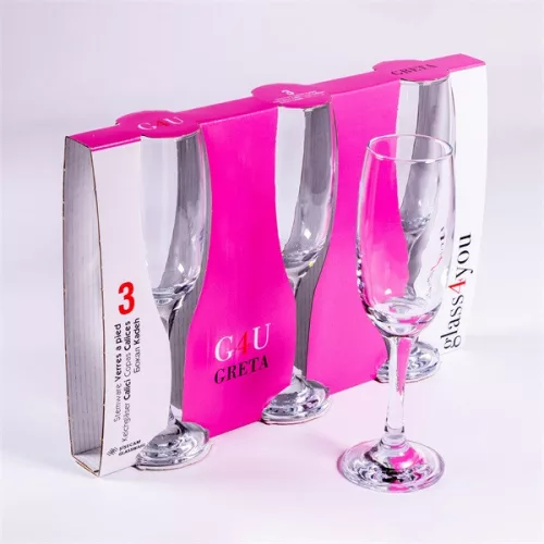 Set de 3 pahare de șampanie GLASS 4 YOU Greta Champagne 210ml