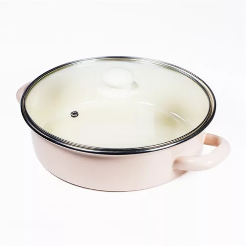 Oală joasă TOO LINE ROSE LOW, 3,2 litri, diametru 24 cm, înălțime 7,5 cm, cu capac de sticlă