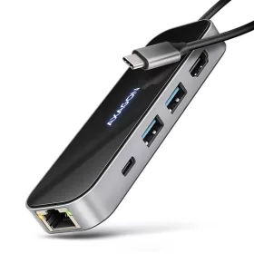 Axagon HMC-6GLN USB-C hub 5 Gbps GLASS 6v1