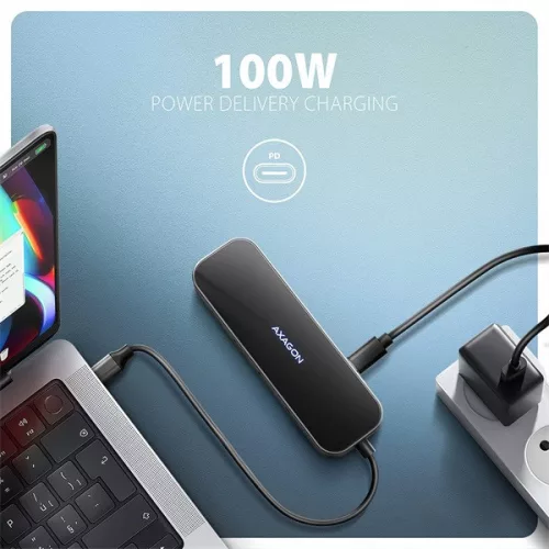 Axagon HMC-6GLN USB-C hub 5 Gbps GLASS 6v1