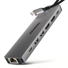 Axagon HMC-7HX2 USB-C 5Gbps DVOJITÝ 4K DISPLEJ 7v1 hub