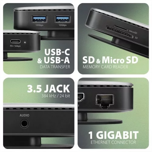 Rozbočovač Axagon HMC-UFO USB-C 10 Gbps UFO 9v1