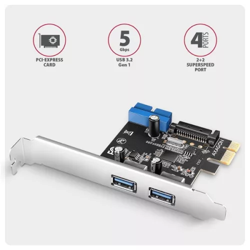 Axagon PCEU-232RS PCI-Express 2x externý + 2x interný USB 5Gbps