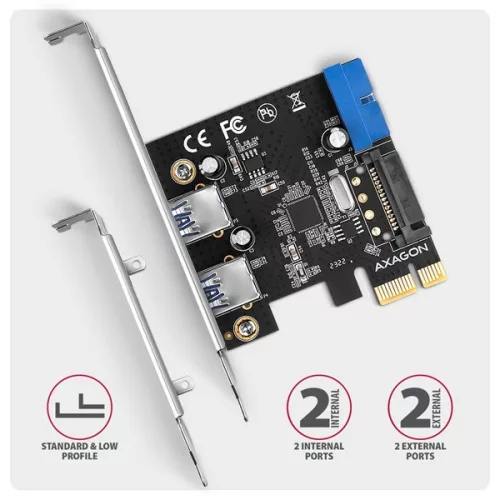 Axagon PCEU-232RS PCI-Express 2x externý + 2x interný USB 5Gbps