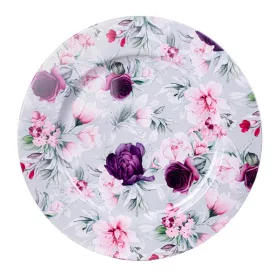 Tavă metalică IRIS cu motive florale violet/roz 33x1.5cm