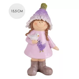 IRIS dekor műgyanta levendula lány+madár 15,5cm