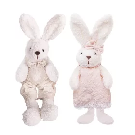  IRIS dekor textil nyuszi fehér/lila virágmintás 2 szortiment 25cm